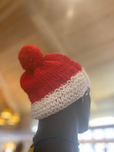 Load image into Gallery viewer, Red and white hat with pom pom