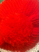 Load image into Gallery viewer, Red and white hat with pom pom