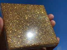 Load image into Gallery viewer, Shiny gold square shaped coaster.