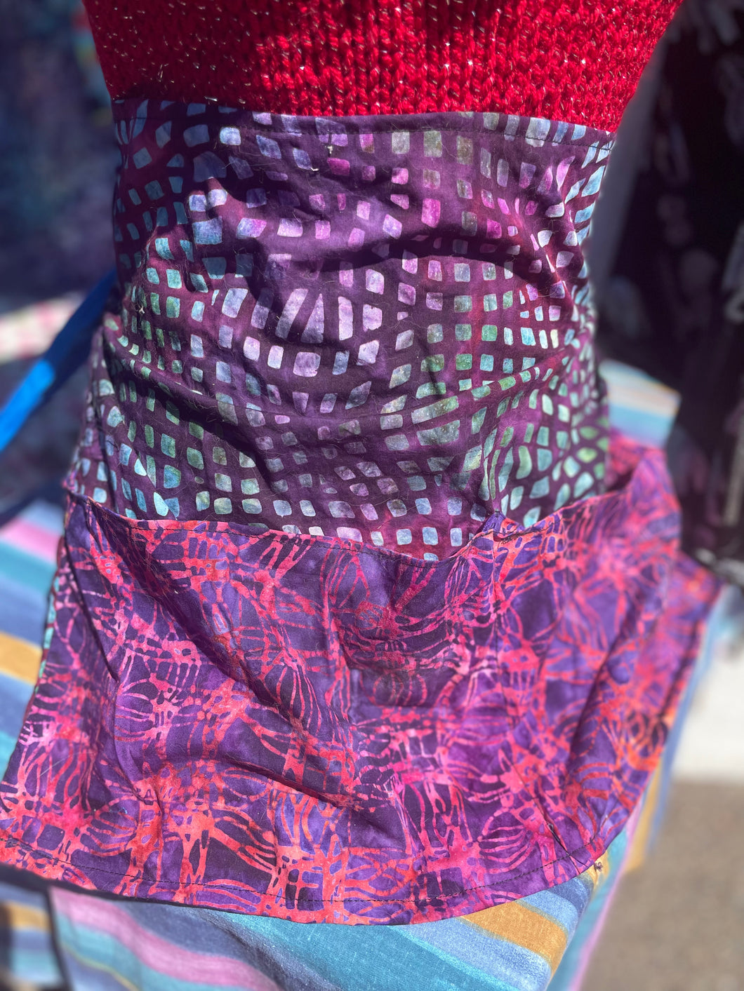 Abstract apron( blues,purples and black) half