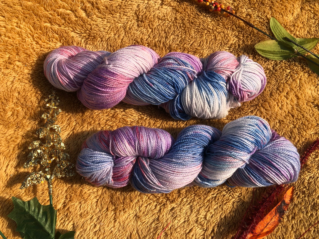 Berry Yogurt 2 ply Sock/Fingering-(438 yds/75%SWM/20% Nylon/5 %Stellina)100grams