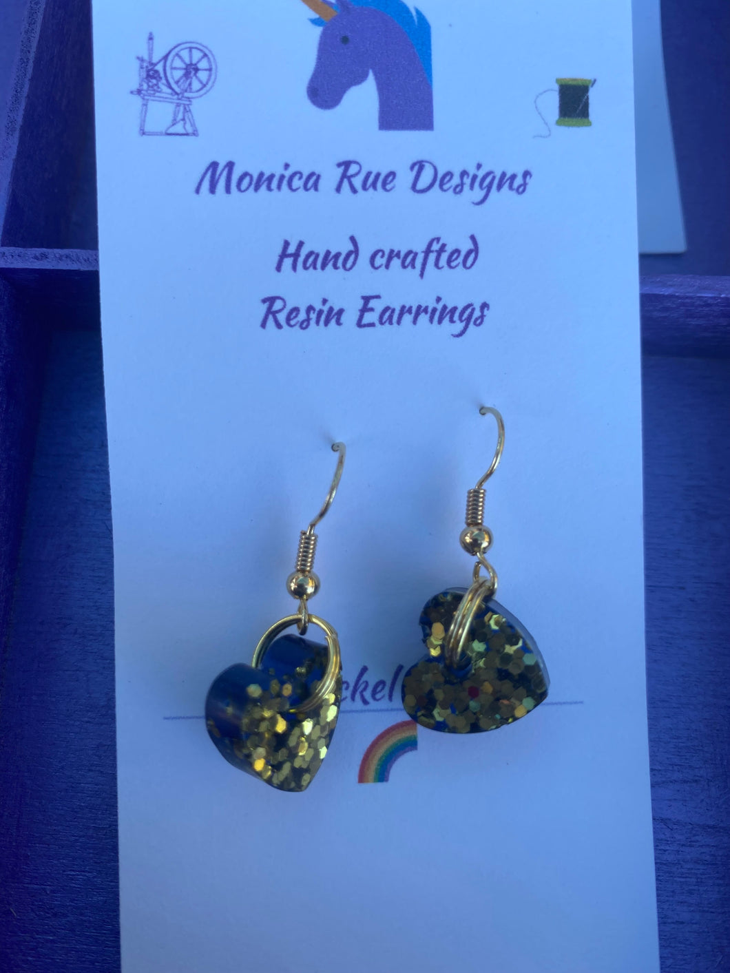 Blue heart earrings (small)